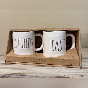 Rae Dunn STUFFED & FEAST Mug Set New